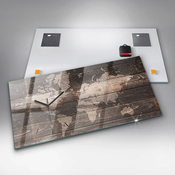 Reloj horizontal Mapamundi en madera