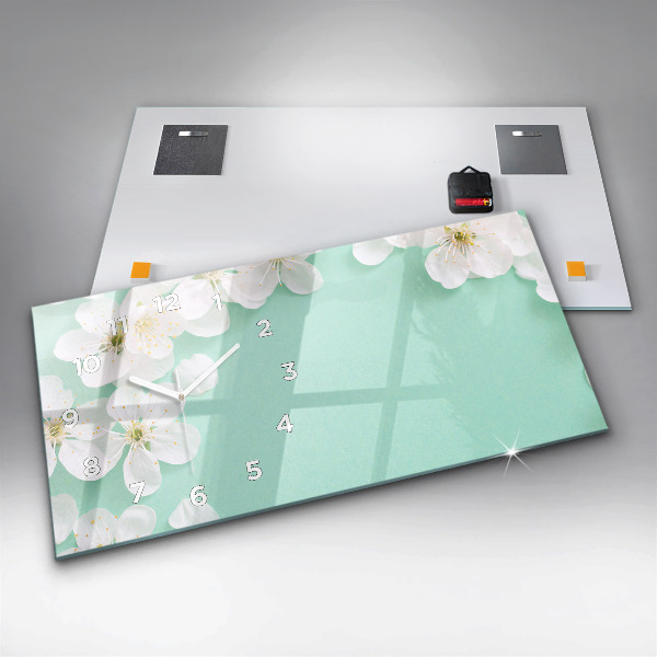 Reloj de cristal horizontal Margaritas en flor