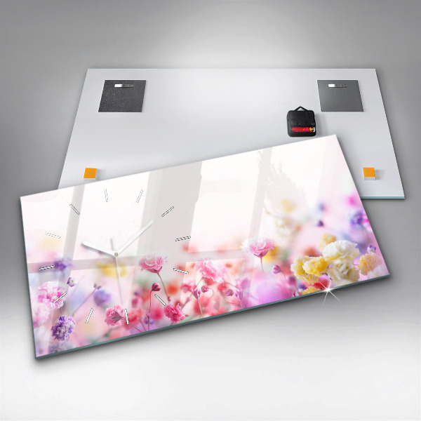 Reloj de cristal horizontal Flores en un prado