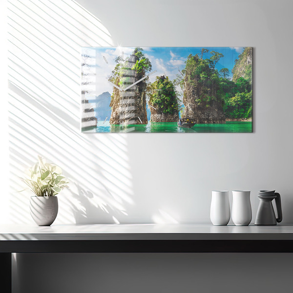 Reloj de cristal horizontal Lago de árboles naturales