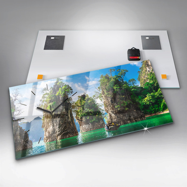 Reloj de cristal horizontal Lago de árboles naturales