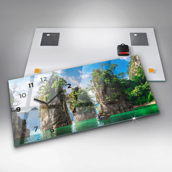 Reloj de cristal horizontal Lago de árboles naturales