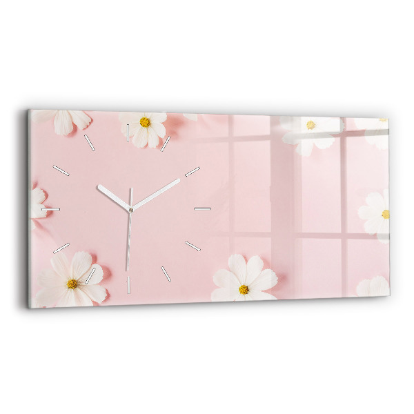 Reloj de cristal horizontal Flores de margarita