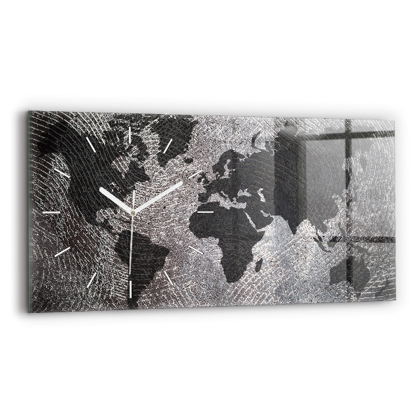Reloj de cristal horizontal Mapamundi de hormigón