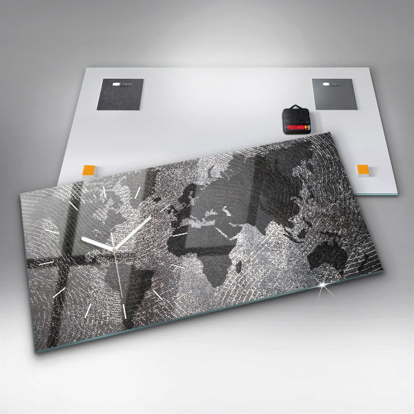 Reloj de cristal horizontal Mapamundi de hormigón