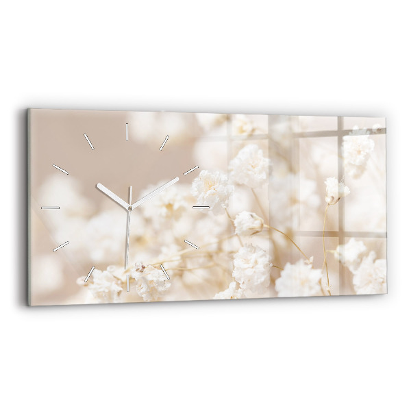 Reloj de cristal horizontal Pequeñas flores blancas