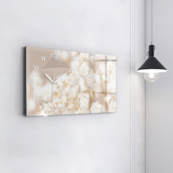 Reloj de cristal horizontal Pequeñas flores blancas