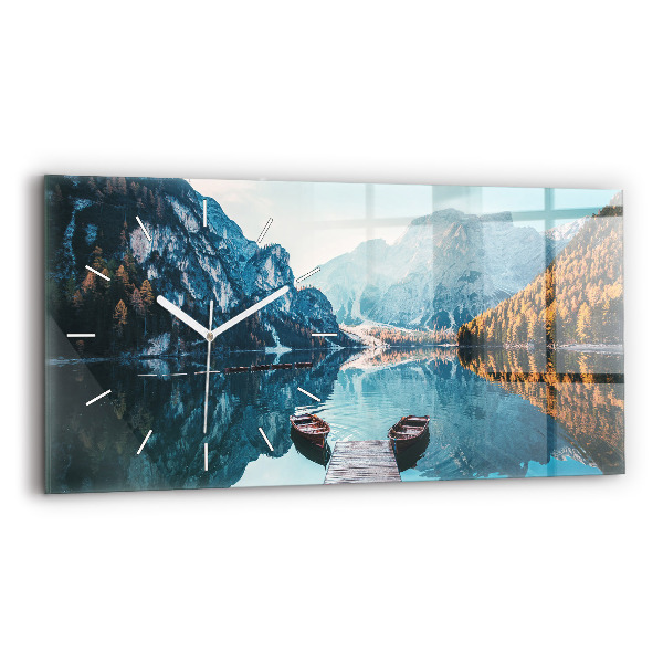 Reloj de cristal horizontal Barcos en un lago
