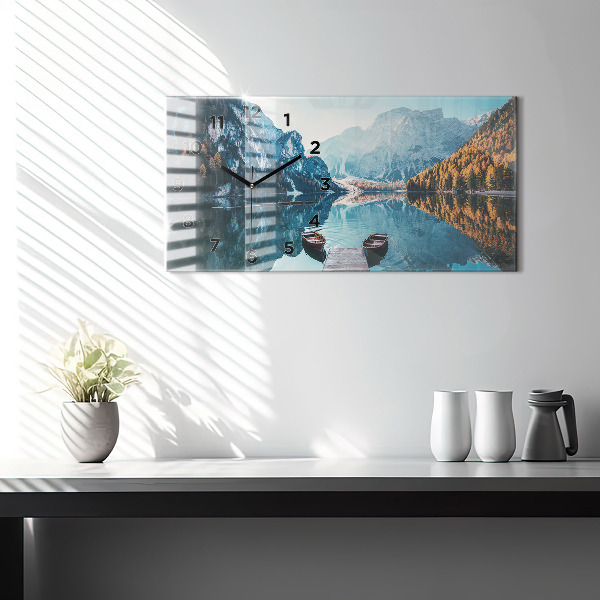 Reloj de cristal horizontal Barcos en un lago