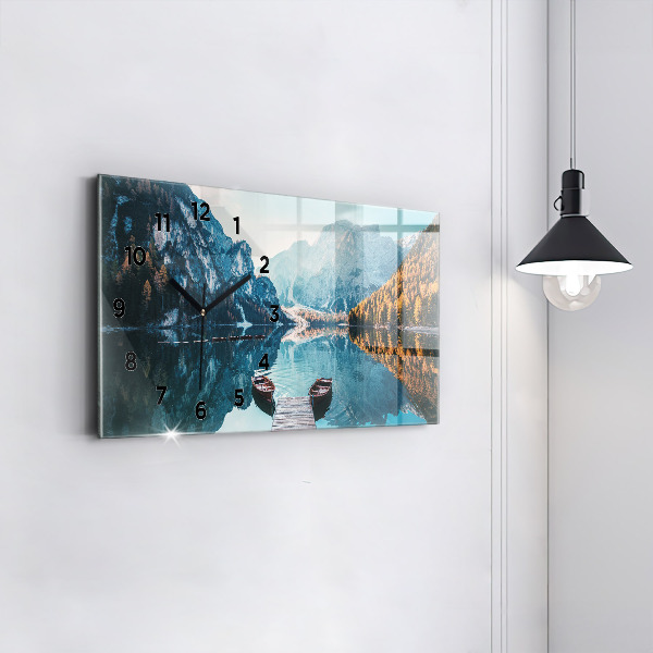 Reloj de cristal horizontal Barcos en un lago