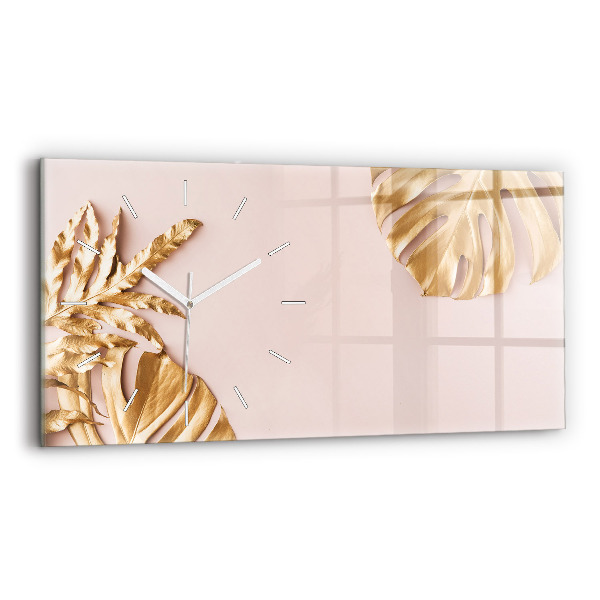 Reloj horizontal Hojas tropicales doradas