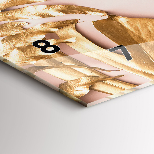 Reloj horizontal Hojas tropicales doradas