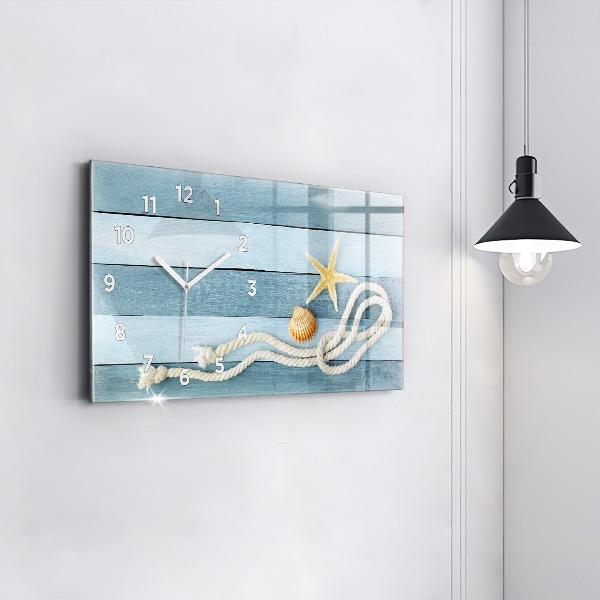 Reloj horizontal Tablas rayas y concha