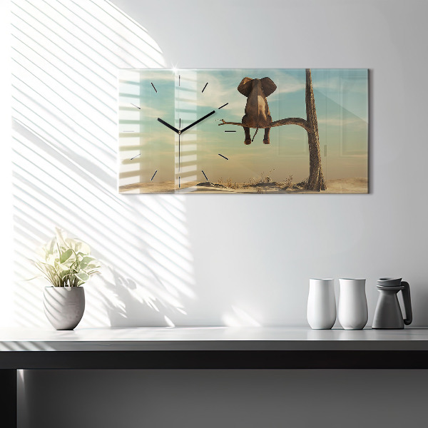 Reloj horizontal Elefante en un árbol
