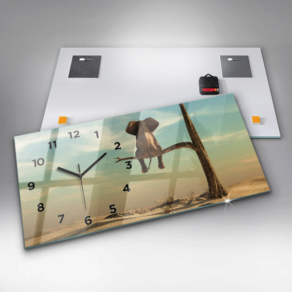 Reloj horizontal Elefante en un árbol