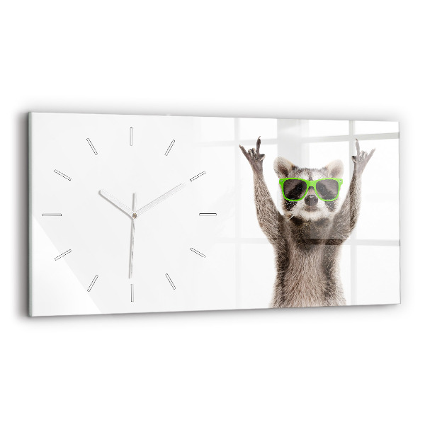 Reloj de cristal horizontal Mapache con gafas