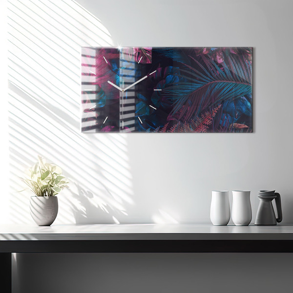 Reloj de cristal horizontal Flores exóticas