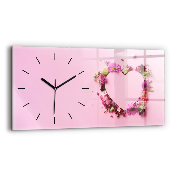 Reloj horizontal Corazón de flores