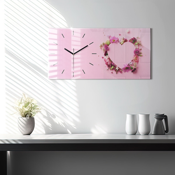 Reloj horizontal Corazón de flores