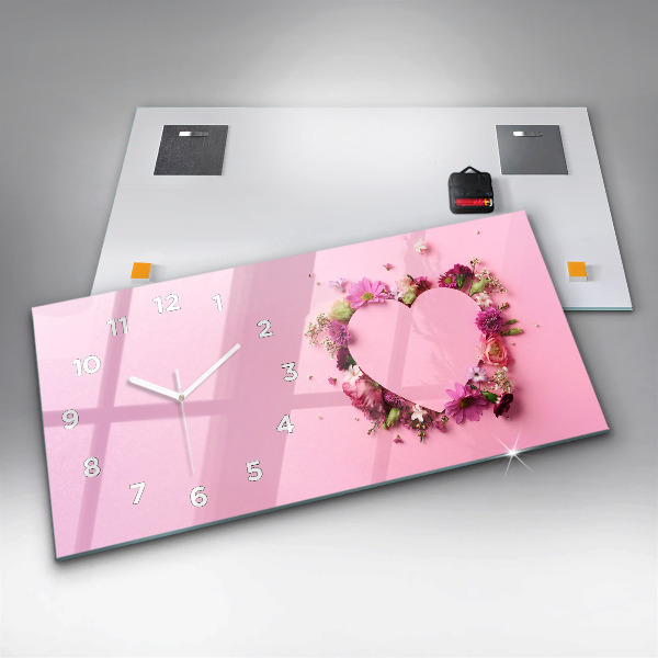 Reloj horizontal Corazón de flores