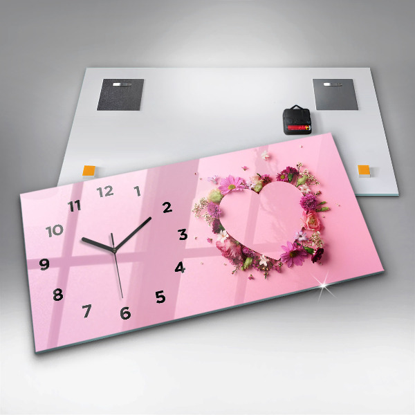 Reloj horizontal Corazón de flores