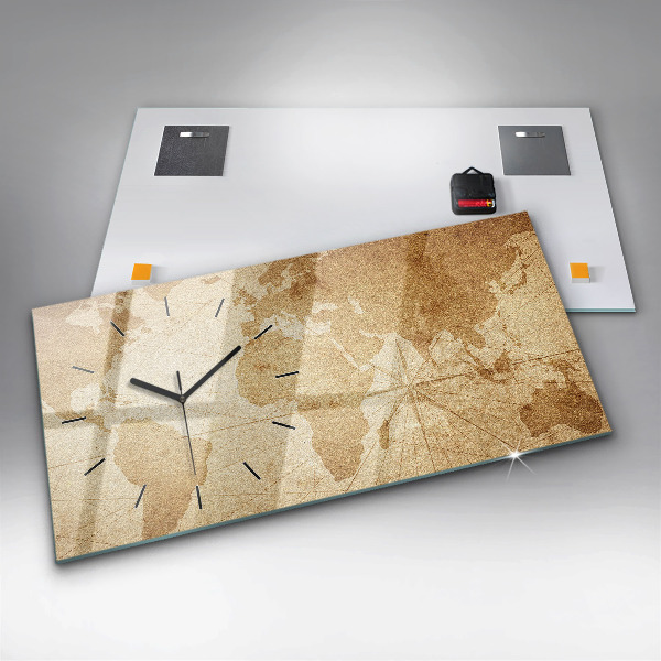 Reloj de cristal horizontal Mapamundi vintage
