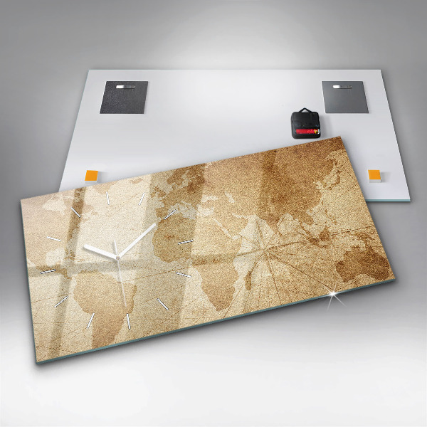 Reloj de cristal horizontal Mapamundi vintage