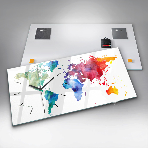 Reloj horizontal Acuarela mapamundi