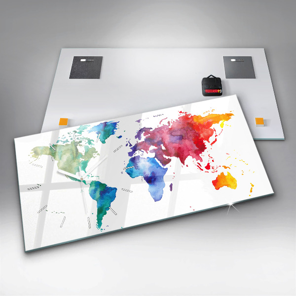 Reloj horizontal Acuarela mapamundi