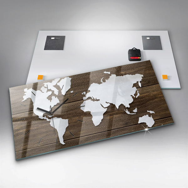 Reloj horizontal Mapa del mundo sobre tablas