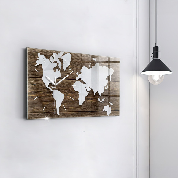 Reloj horizontal Mapa del mundo sobre tablas