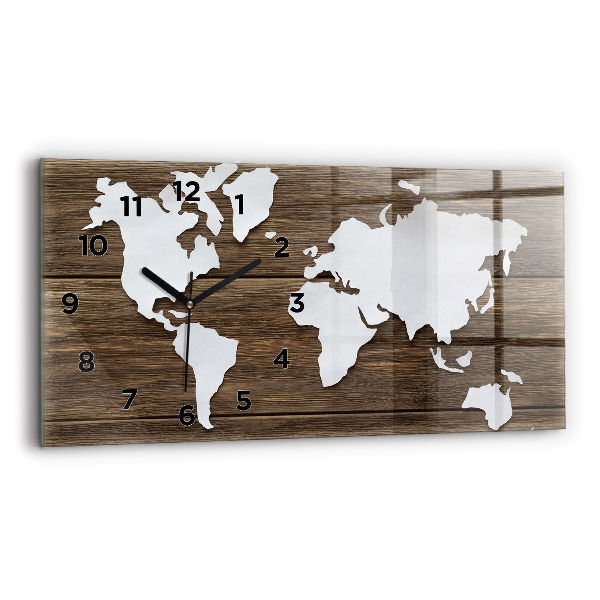 Reloj horizontal Mapa del mundo sobre tablas