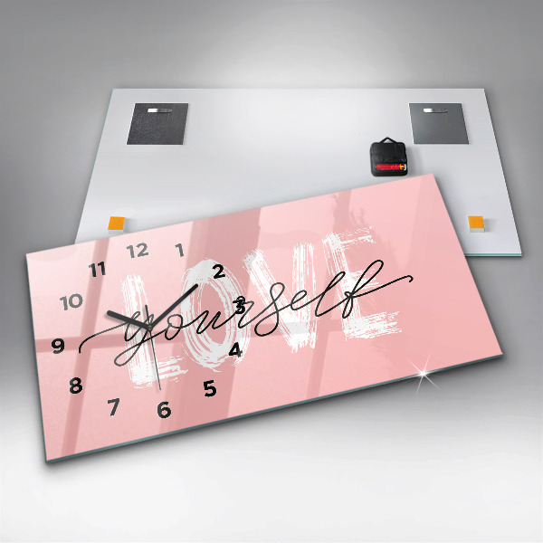 Reloj de cristal horizontal Inscripción Love yourself
