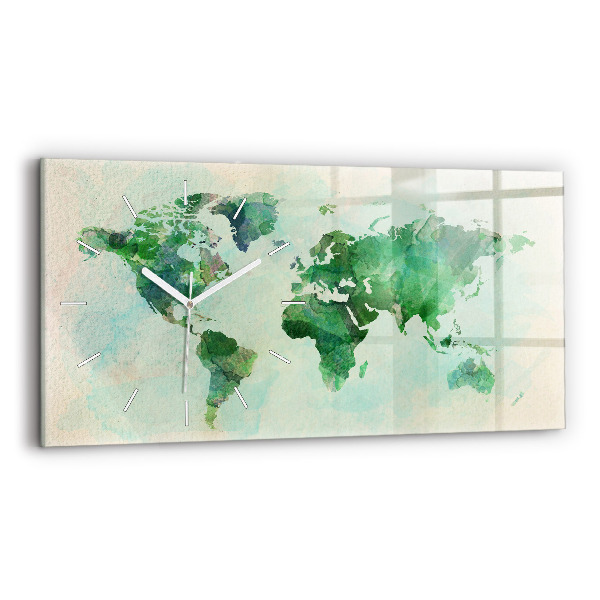 Reloj de cristal horizontal Mapa del mundo en acuarela