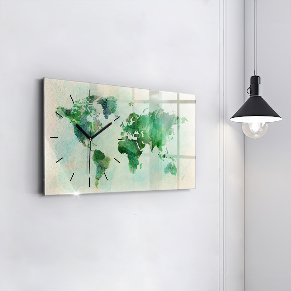 Reloj de cristal horizontal Mapa del mundo en acuarela