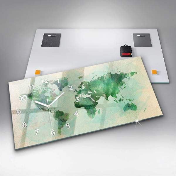 Reloj de cristal horizontal Mapa del mundo en acuarela