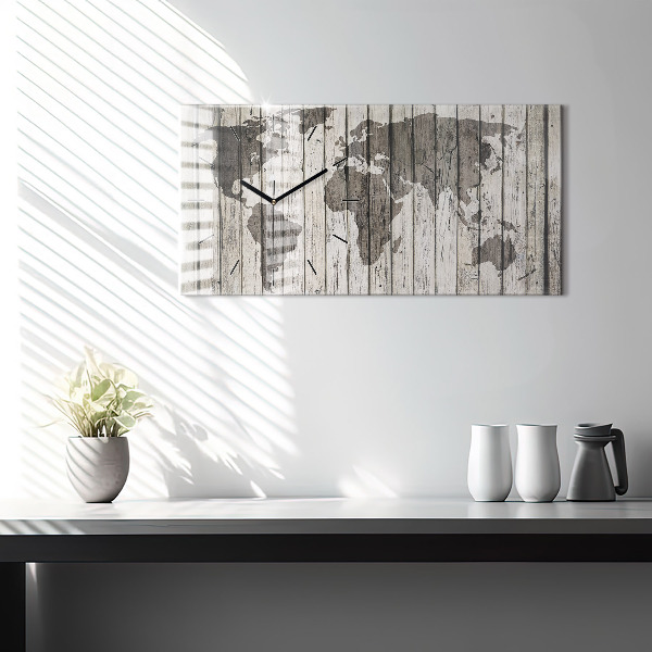Reloj de cristal horizontal Mapa del mundo Tablones