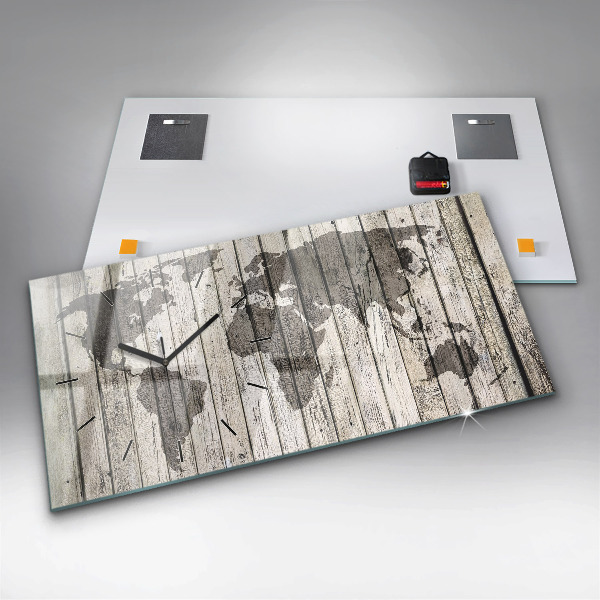 Reloj de cristal horizontal Mapa del mundo Tablones