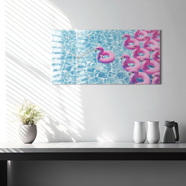 Reloj de cristal horizontal Flamencos hinchables