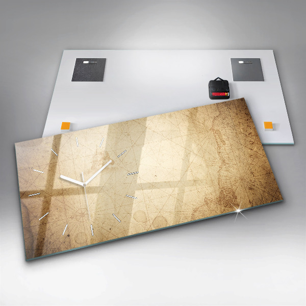Reloj de cristal horizontal Viejo mapa del mundo