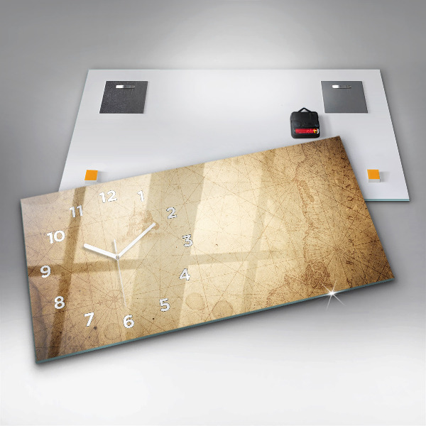 Reloj de cristal horizontal Viejo mapa del mundo