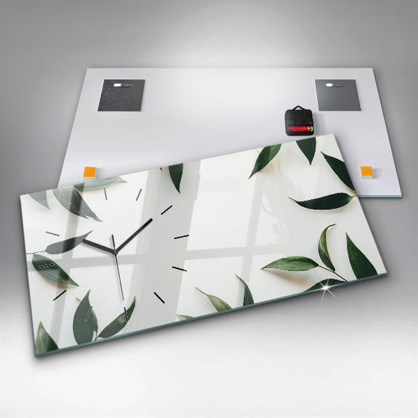 Reloj de cristal horizontal Marco de hojas