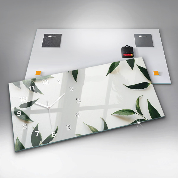 Reloj de cristal horizontal Marco de hojas