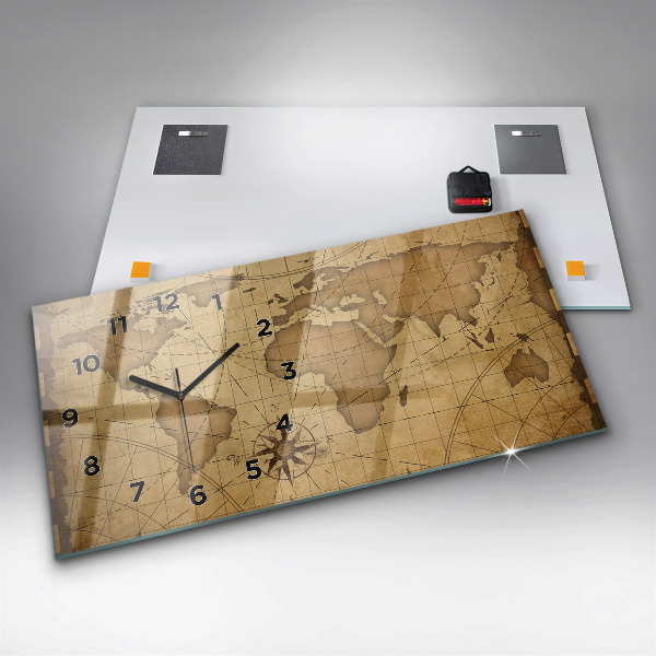 Reloj de cristal horizontal Mapamundi vintage