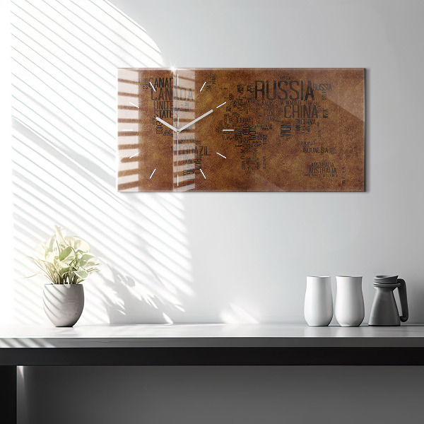 Reloj horizontal Mapa con nombres de países