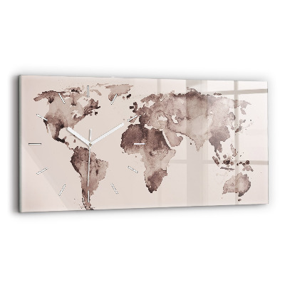 Reloj de cristal horizontal Mapa del mundo en acuarela