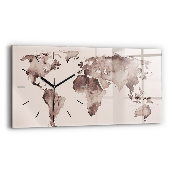 Reloj de cristal horizontal Mapa del mundo en acuarela