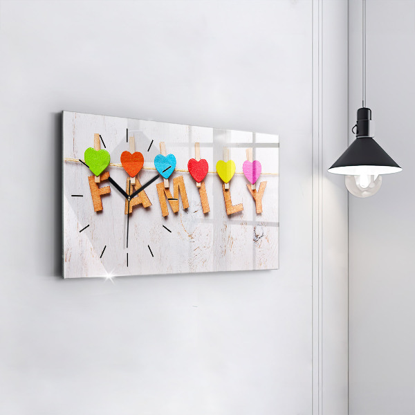 Reloj de cristal horizontal Inscripción familiar