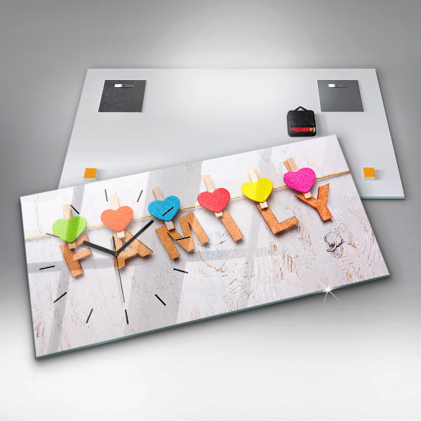 Reloj de cristal horizontal Inscripción familiar