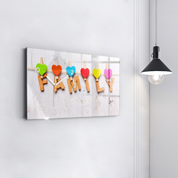 Reloj de cristal horizontal Inscripción familiar